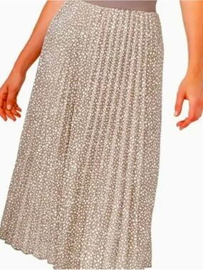 Vince Camuto Beige Maxi Skirt with White Dot Print
